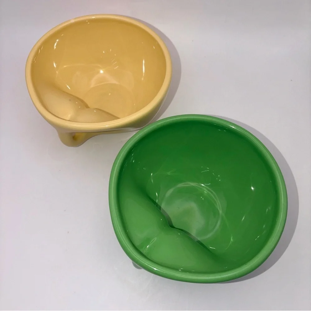 Vintage Elan McPherson Flavour Buddha Ceramic Green & Yellow Udon Bowls Mugs MCM